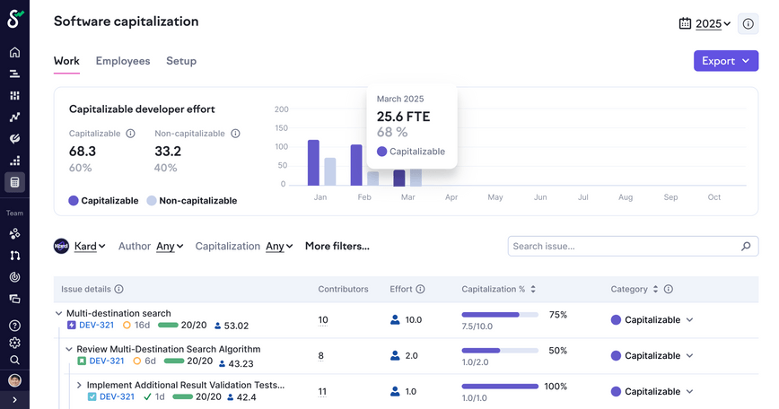 Get reliable data for software cost capitalization reporting.